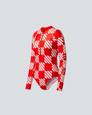Perfect Moment Block Check PM Half-Zip Spring Suit Rouge | 092478NLT