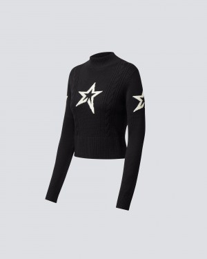 Perfect Moment Cable Merino Laine Pull Noir | 157349XVN