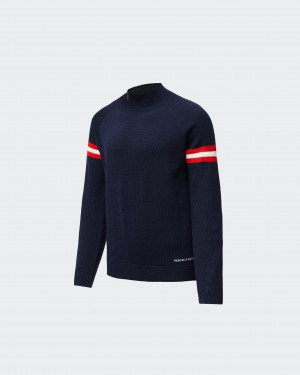 Perfect Moment Chamonix Merino Laine Turtleneck Bleu Marine | 571246WDR