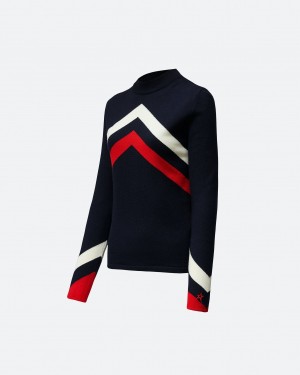 Perfect Moment Chevron Merino Laine Pull Bleu Marine | 749158KJV