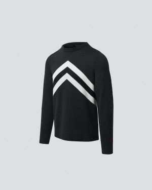 Perfect Moment Chevron Stripe Merino Laine Pull Noir | 536812XDZ