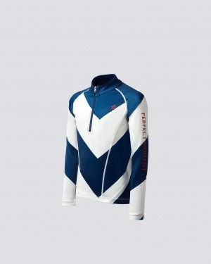 Perfect Moment Chevron Thermal Half-Zip Bleu Marine Blanche | 162375QSL
