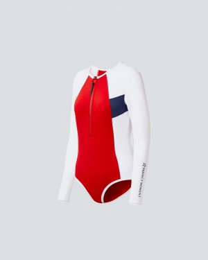 Perfect Moment Chevron Wetsuit Blanche Rouge | 287413FES