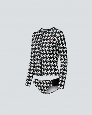 Perfect Moment Houndstooth Rashguard Bikini Noir Blanche | 791648XSR