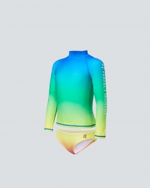 Perfect Moment Rainbow Sunrise Rash Guard Bikini Rainbow | 120687XKN