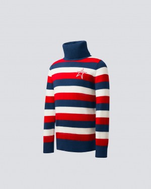 Perfect Moment Rayé Merino Laine Pull Bleu Marine | 520879UWM
