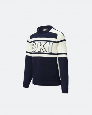 Perfect Moment Ski Merino Laine Pull Bleu Marine | 723948EPV