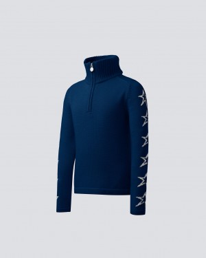 Perfect Moment Star Merino Laine Half Zip Pull Bleu Marine | 504139GVA