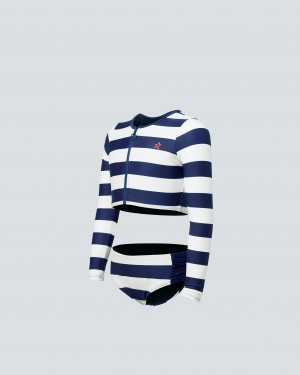 Perfect Moment Stripe Rash Guard Bikini Bleu Marine Blanche | 460829AYI