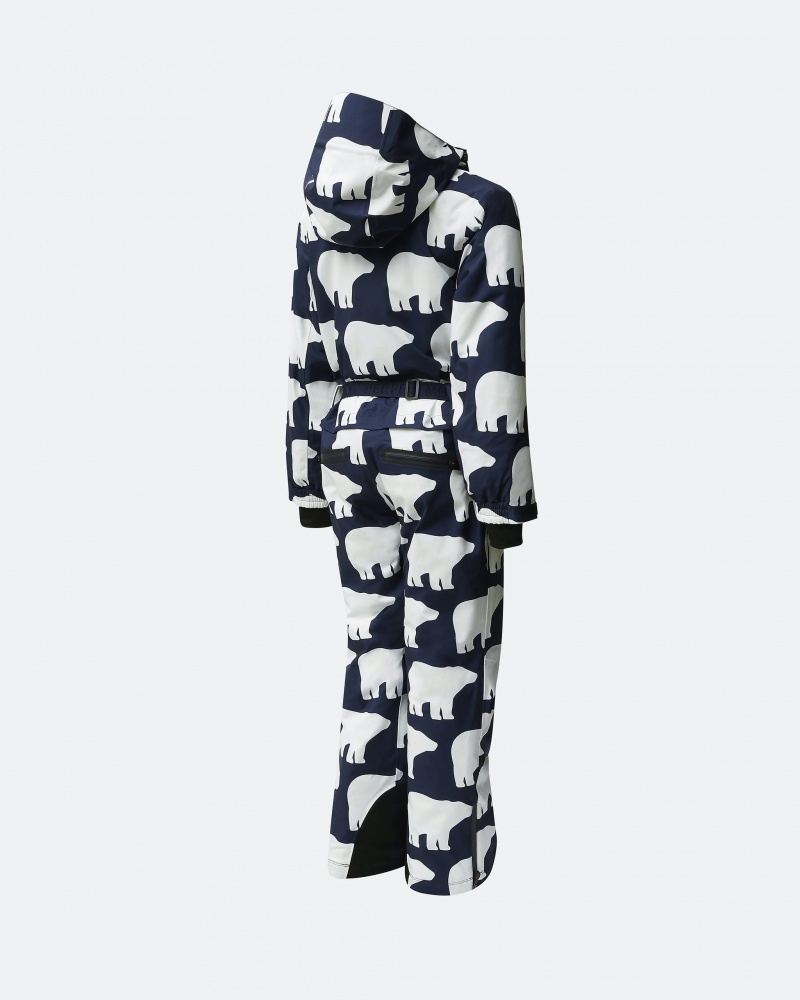 Perfect Moment Bear Print Ski Suit Bleu Marine Blanche | 120587NDJ