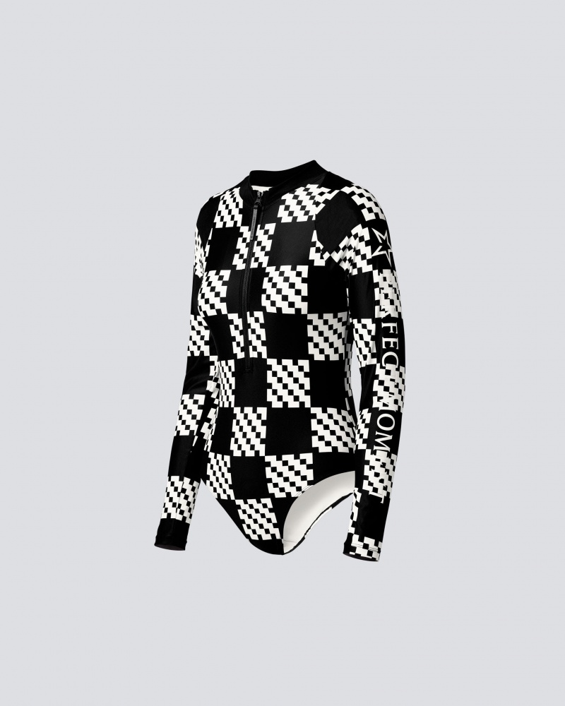 Perfect Moment Block Check PM Half-Zip Spring Suit Noir | 725804IAJ