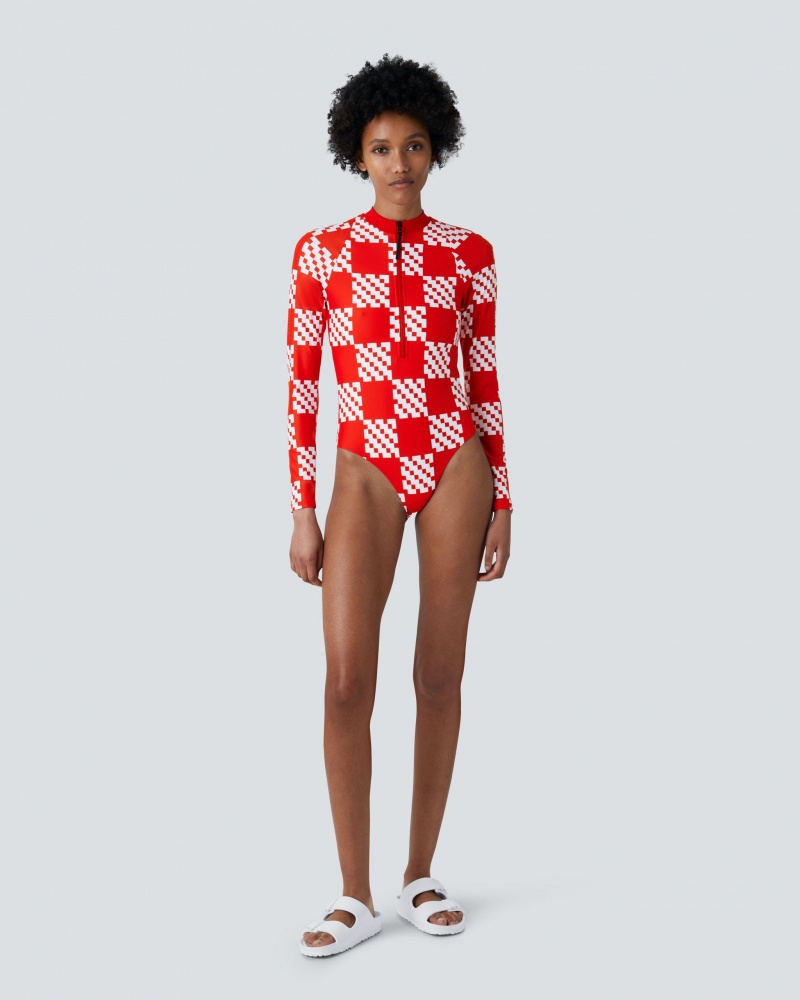 Perfect Moment Block Check PM Half-Zip Spring Suit Rouge | 792103DKB