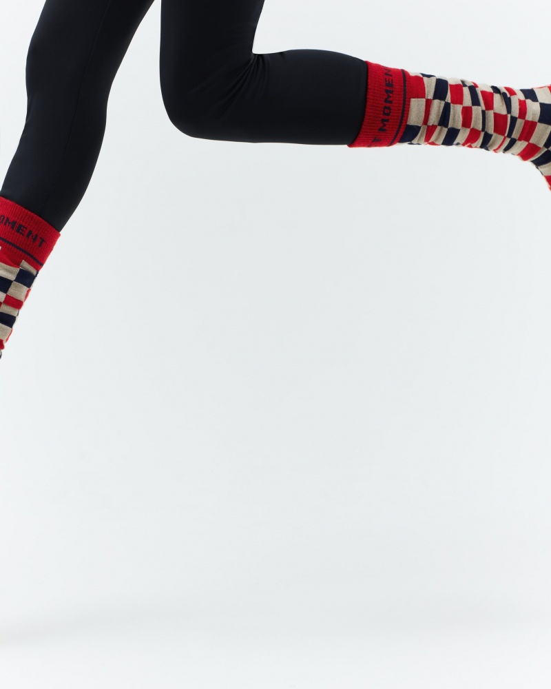 Perfect Moment Bloko Print Merino Laine Ski Socks Blanche | 204167TBQ
