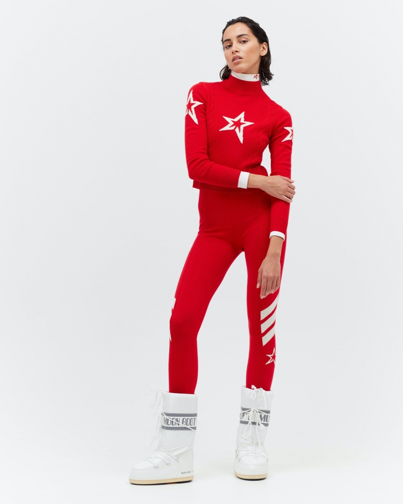 Perfect Moment Cable Merino Laine Legging Rouge | 834271KAC