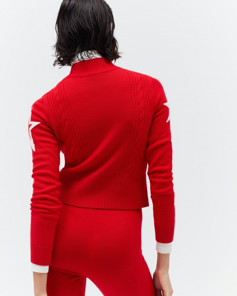 Perfect Moment Cable Merino Laine Pull Rouge | 591038ZWX