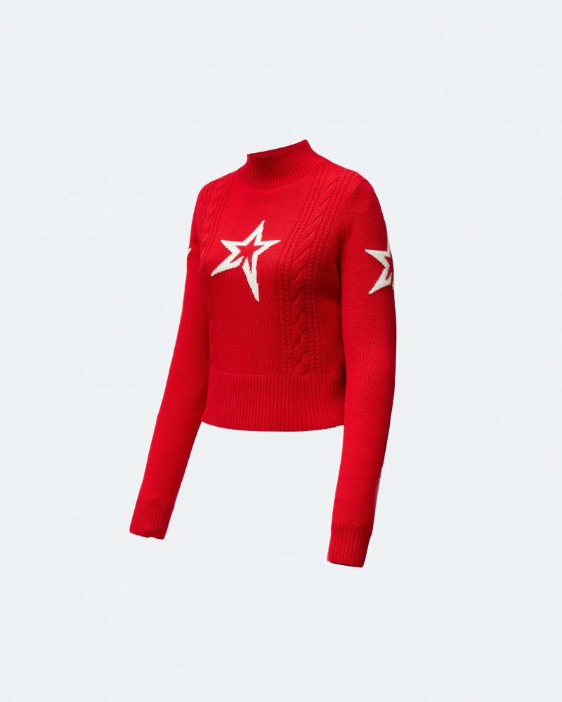 Perfect Moment Cable Merino Laine Pull Rouge | 591038ZWX