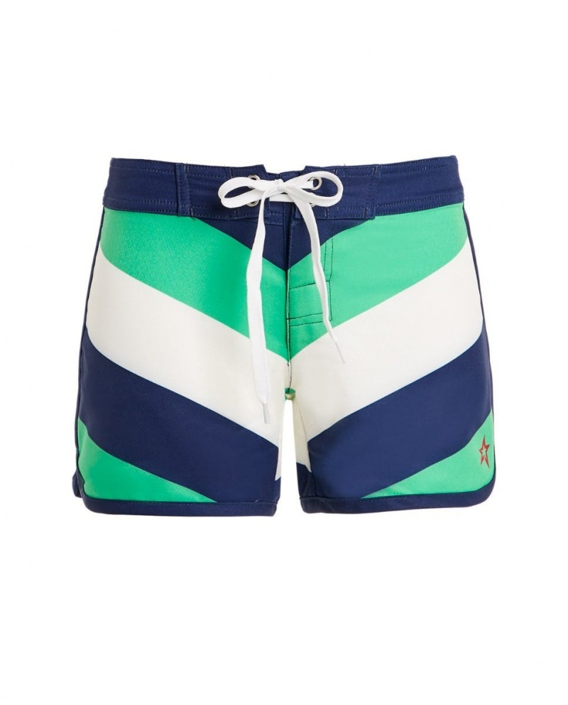Perfect Moment Chevron Drawstring Board Shorts Bleu Marine Vert Blanche Stripes | 724308PFI
