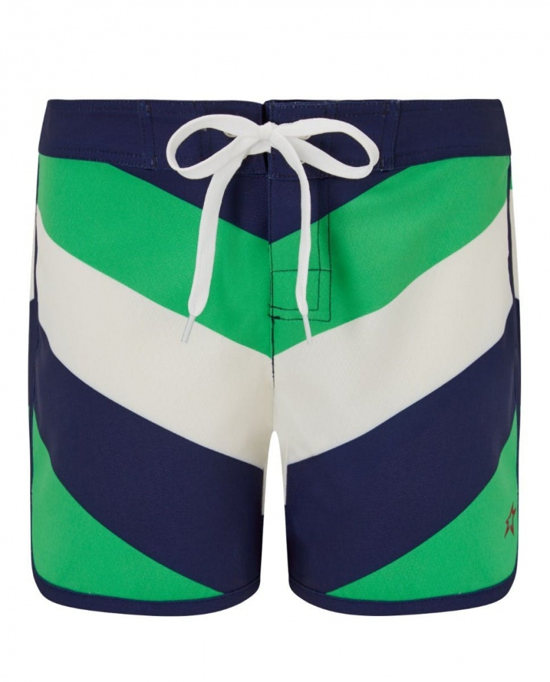 Perfect Moment Chevron Drawstring Board Shorts Bleu Marine Vert Blanche Stripes | 724308PFI