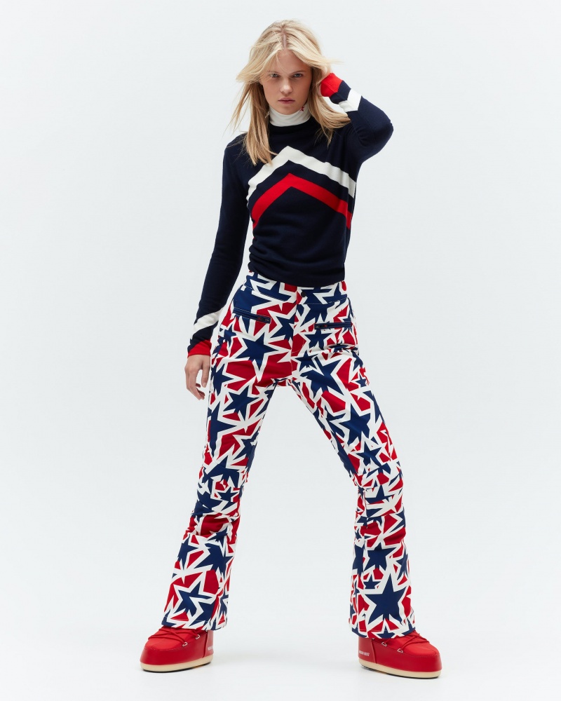 Perfect Moment Chevron Merino Laine Pull Bleu Marine | 749158KJV