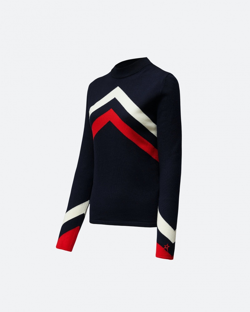 Perfect Moment Chevron Merino Laine Pull Bleu Marine | 749158KJV