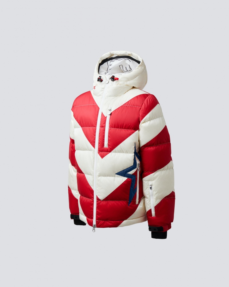 Perfect Moment Chevron Mojo Down Jacket Blanche Rouge | 457921BWY