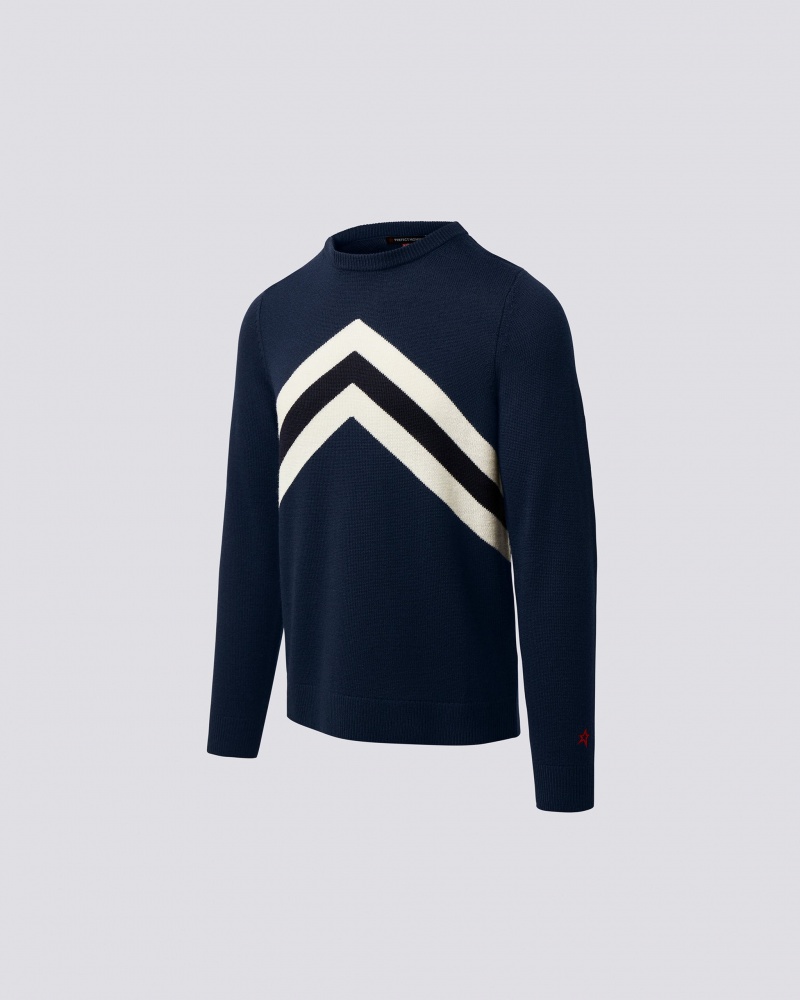 Perfect Moment Chevron Stripe Merino Laine Pull Bleu Marine | 584109BUV