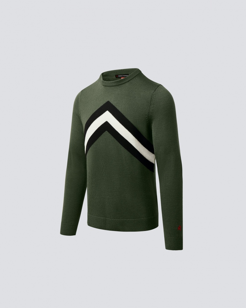 Perfect Moment Chevron Stripe Merino Laine Pull Vert Foncé | 367508BAH