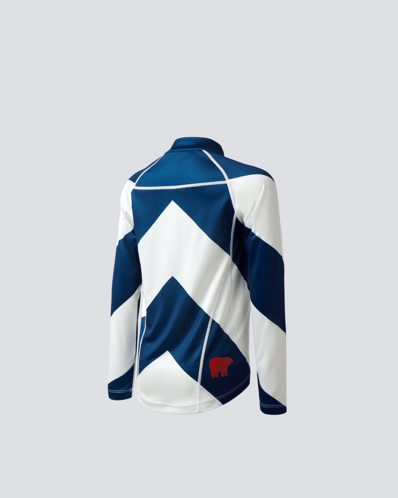 Perfect Moment Chevron Thermal Half-Zip Bleu Marine Blanche | 064821WOQ