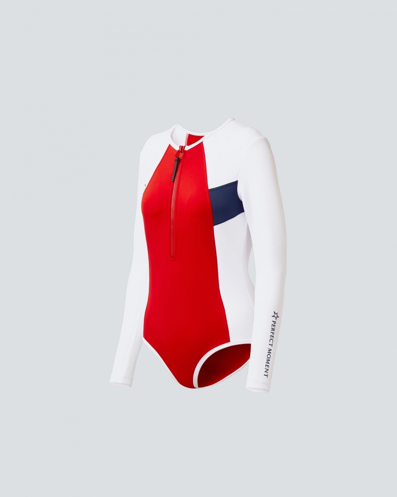 Perfect Moment Chevron Wetsuit Blanche Rouge | 038279LTX