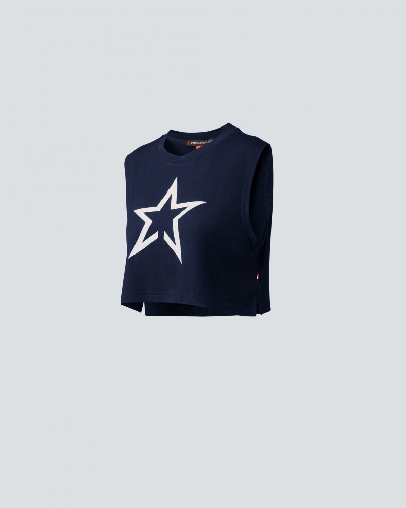 Perfect Moment Cropped Star Tank Bleu Marine | 235678ATN