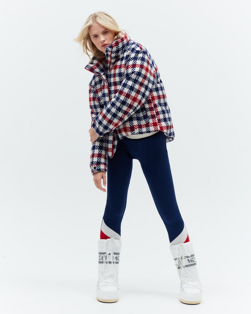 Perfect Moment Gingham Laine-Blend Down Jacket Blanche | 206179QNS