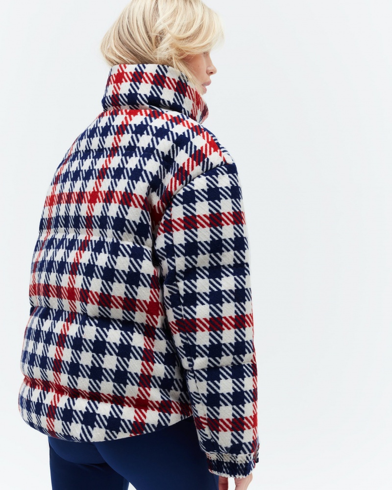 Perfect Moment Gingham Laine-Blend Down Jacket Blanche | 206179QNS