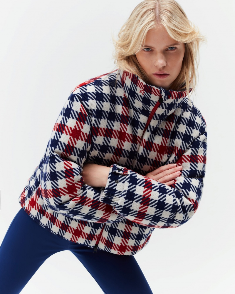 Perfect Moment Gingham Laine-Blend Down Jacket Blanche | 206179QNS