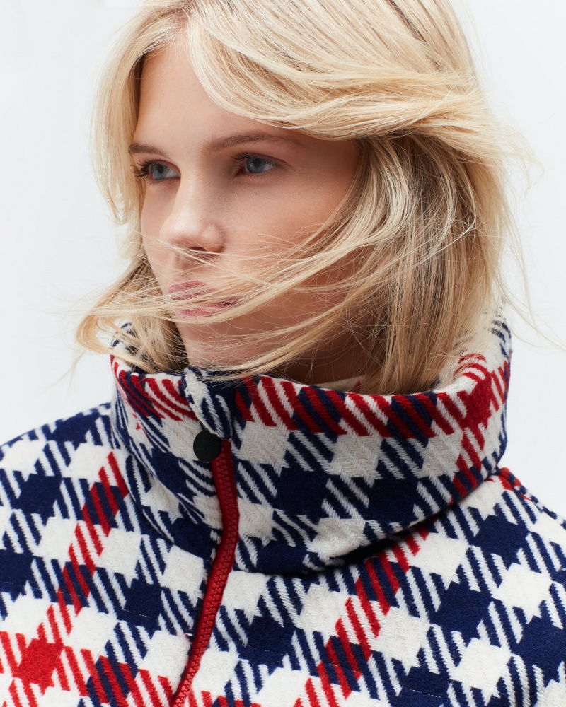 Perfect Moment Gingham Laine-Blend Down Jacket Blanche | 206179QNS
