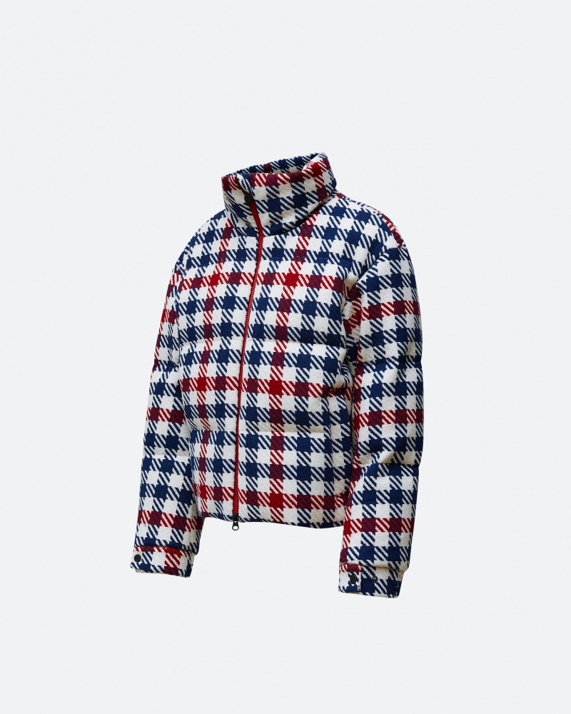 Perfect Moment Gingham Laine-Blend Down Jacket Blanche | 206179QNS