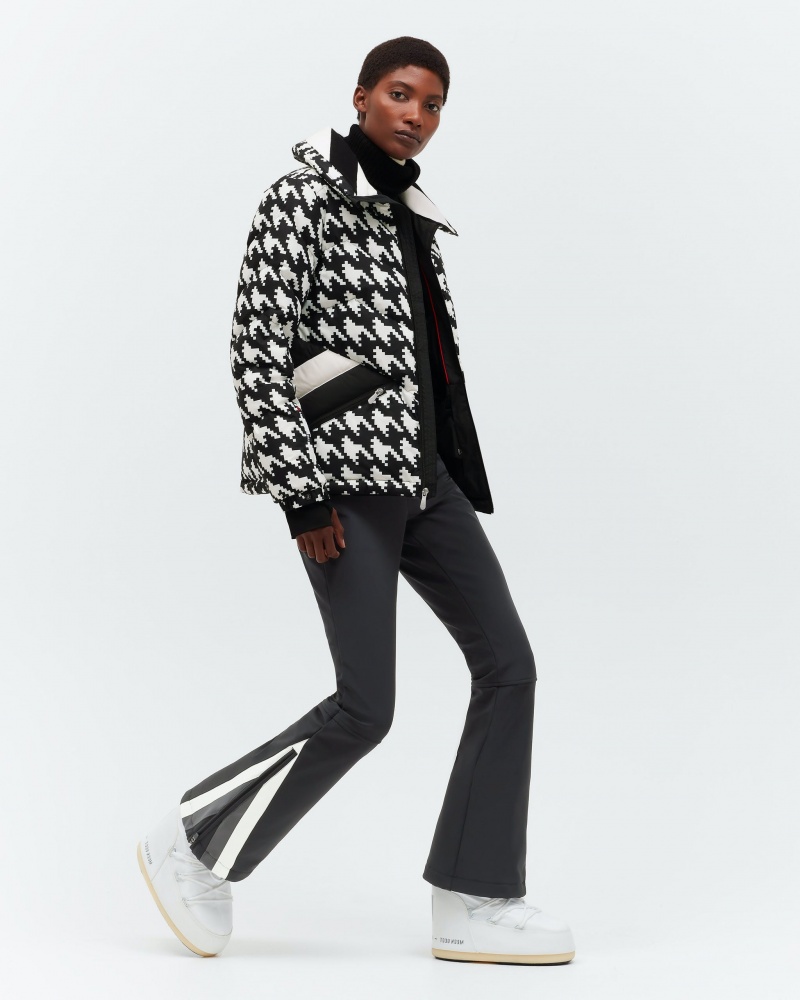 Perfect Moment Houndstooth Après Duvet Down Jacket Noir Blanche | 943865HRN