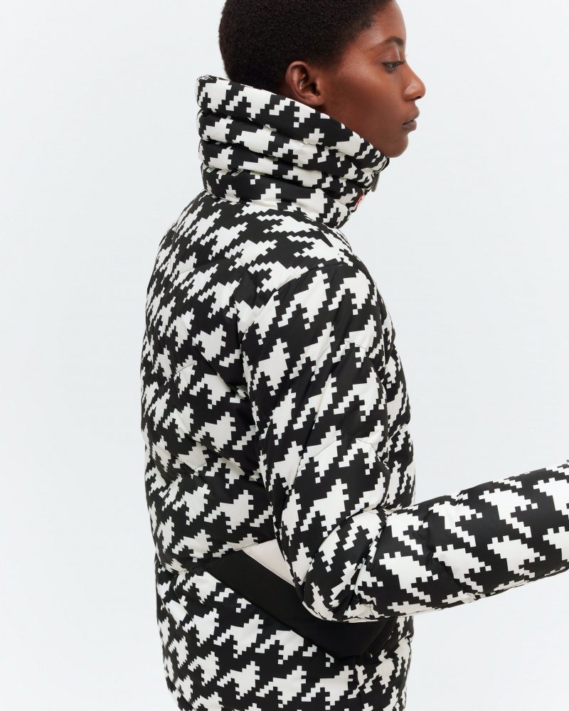 Perfect Moment Houndstooth Après Duvet Down Jacket Noir Blanche | 943865HRN