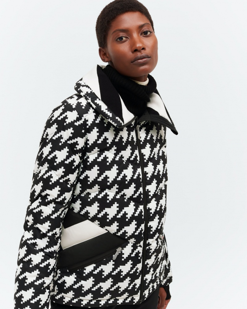 Perfect Moment Houndstooth Après Duvet Down Jacket Noir Blanche | 943865HRN