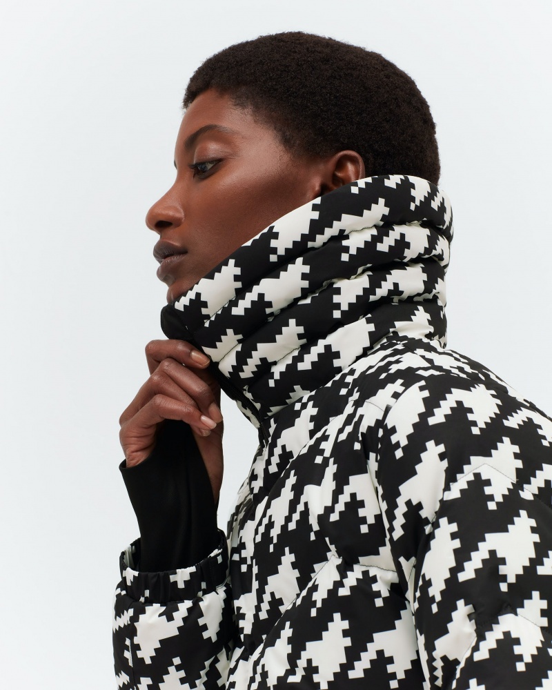 Perfect Moment Houndstooth Après Duvet Down Jacket Noir Blanche | 943865HRN