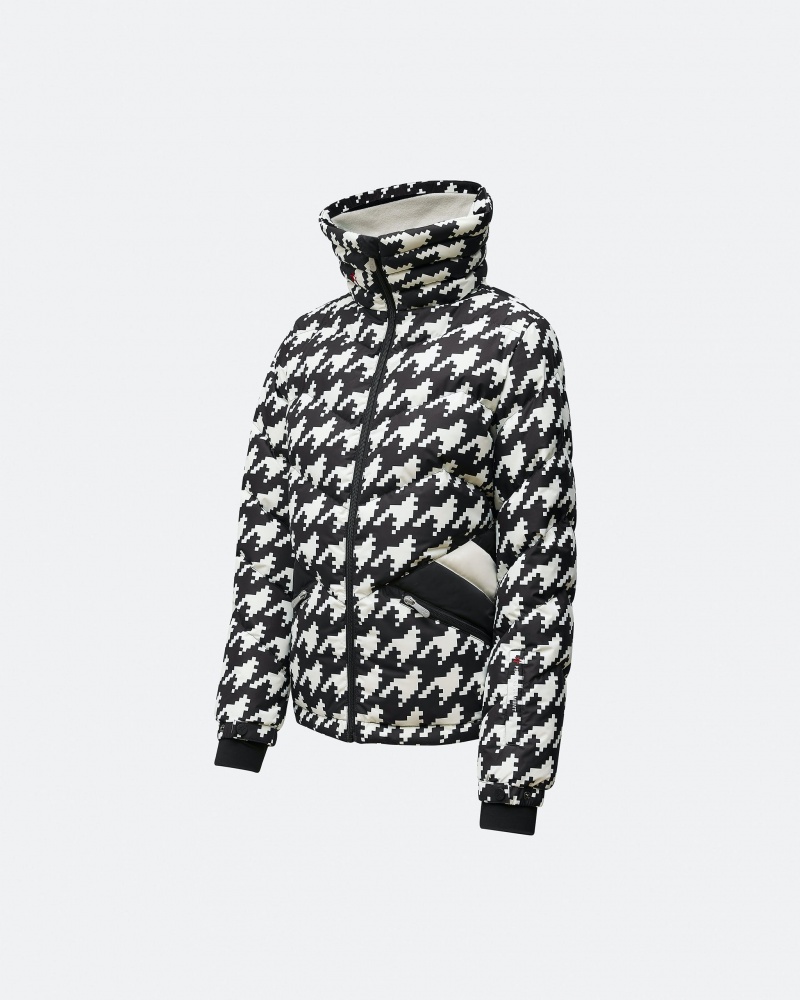 Perfect Moment Houndstooth Après Duvet Down Jacket Noir Blanche | 943865HRN