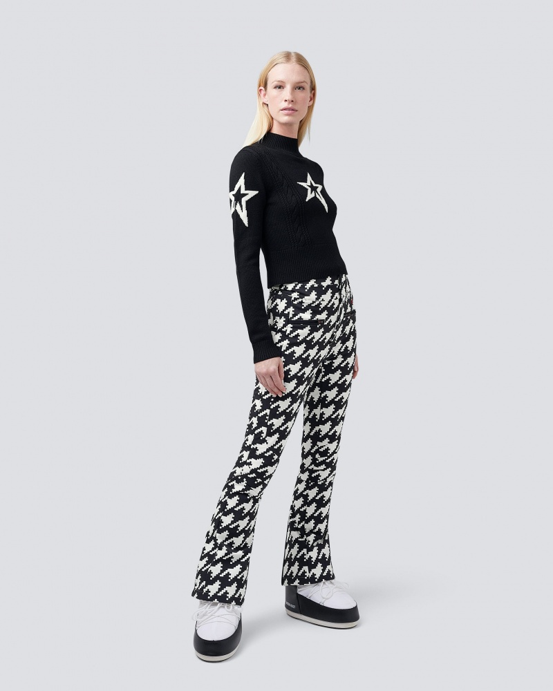 Perfect Moment Houndstooth Aurora High Taille Flare Pant Noir Blanche | 672509DHK