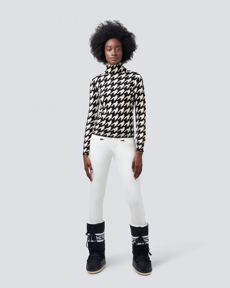 Perfect Moment Houndstooth Merino Laine Turtleneck Noir Blanche | 267510AQD