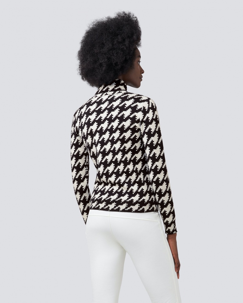 Perfect Moment Houndstooth Merino Laine Turtleneck Noir Blanche | 267510AQD