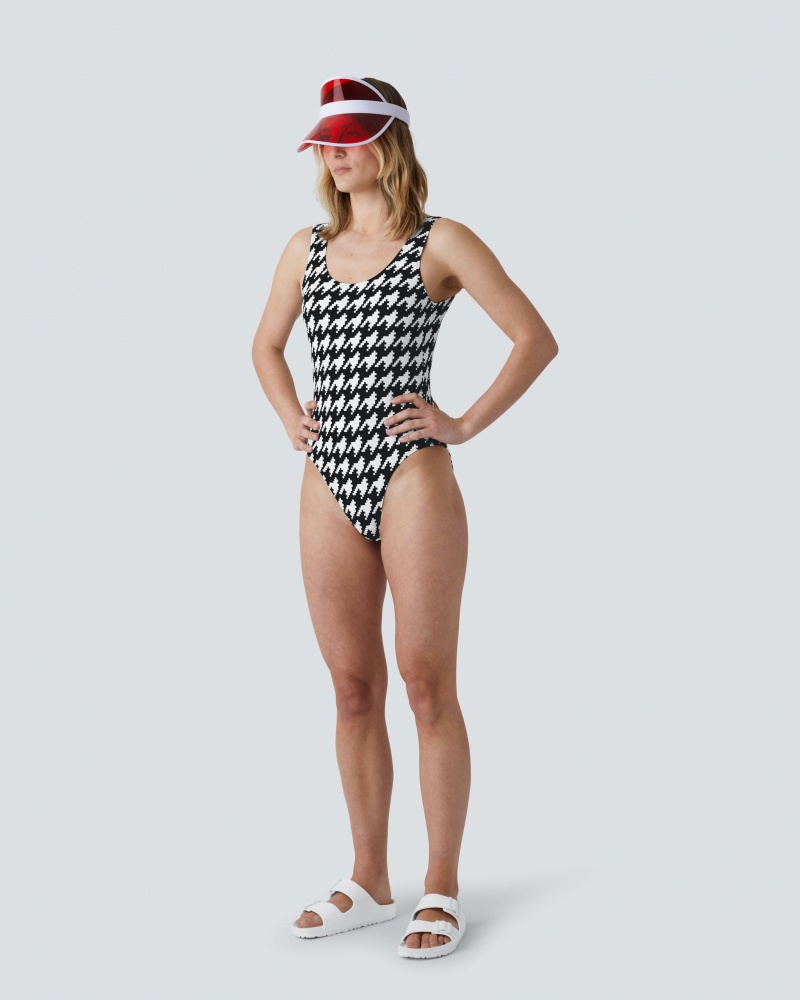 Perfect Moment Houndstooth One-Piece Swimsuit Noir Blanche | 847035CJD