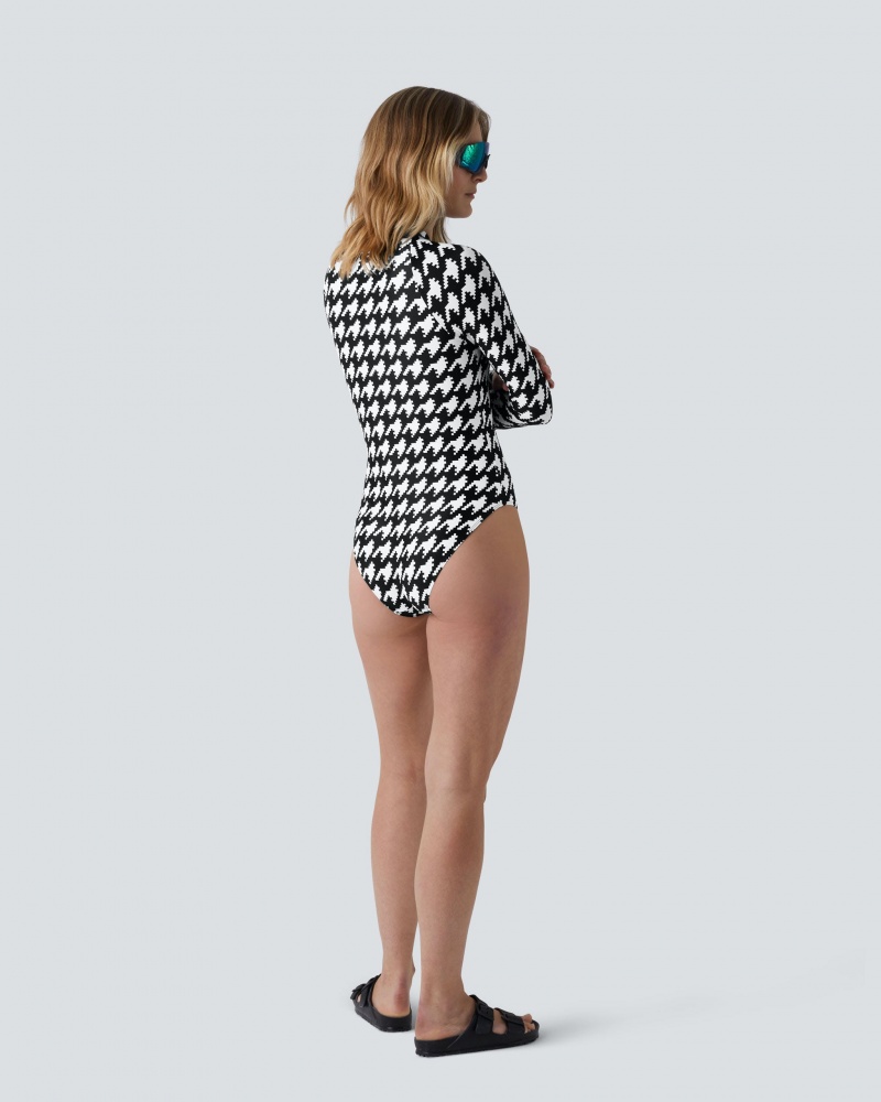 Perfect Moment Houndstooth PM Half-Zip Spring Suit Noir Blanche | 823450MIW