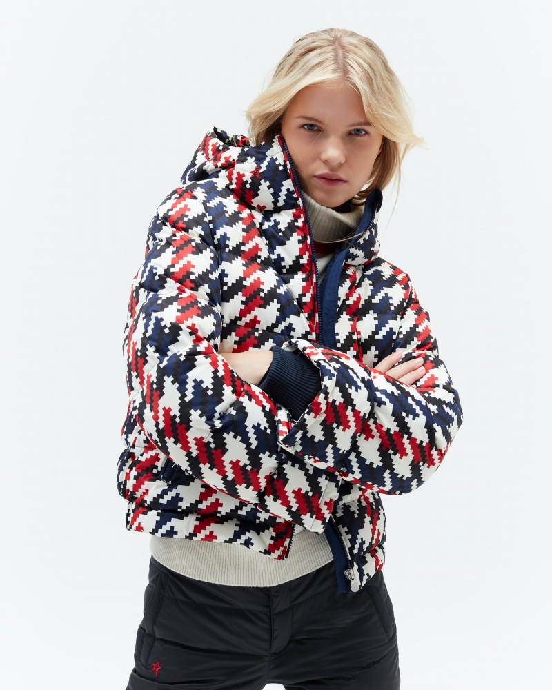 Perfect Moment Houndstooth Polar Flare Down Jacket Houndstooth | 840169UZV