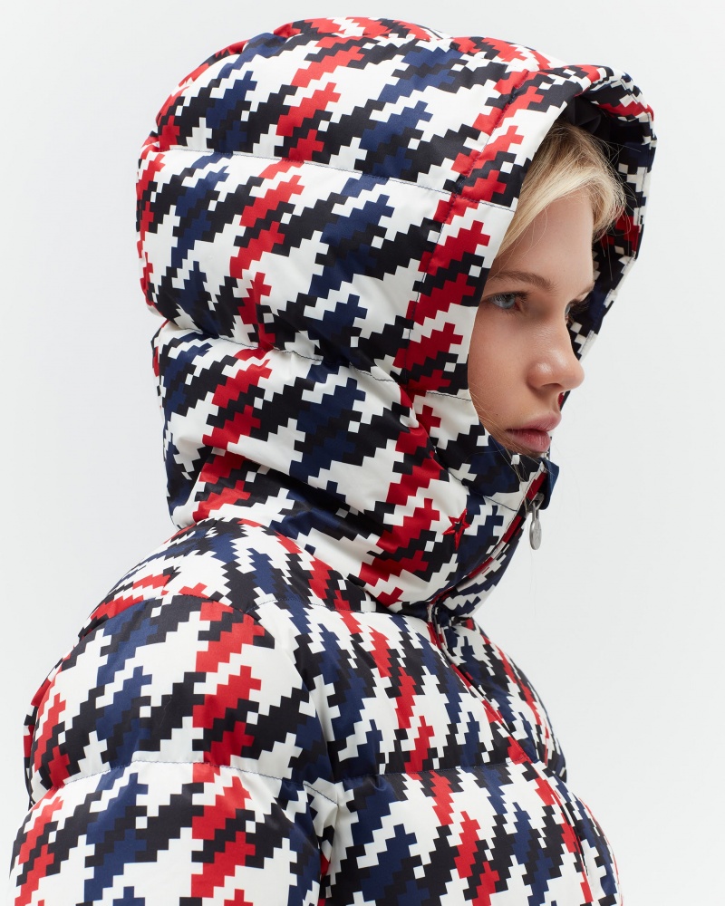 Perfect Moment Houndstooth Polar Flare Down Jacket Houndstooth | 840169UZV