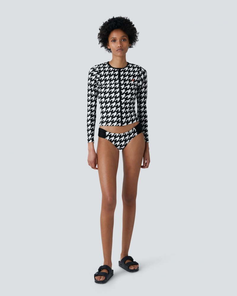 Perfect Moment Houndstooth Rashguard Bikini Noir Blanche | 791648XSR