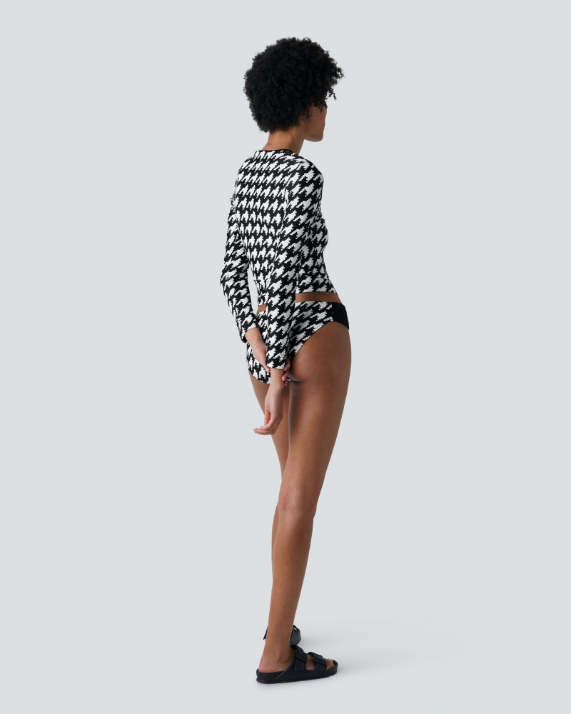 Perfect Moment Houndstooth Rashguard Bikini Noir Blanche | 791648XSR