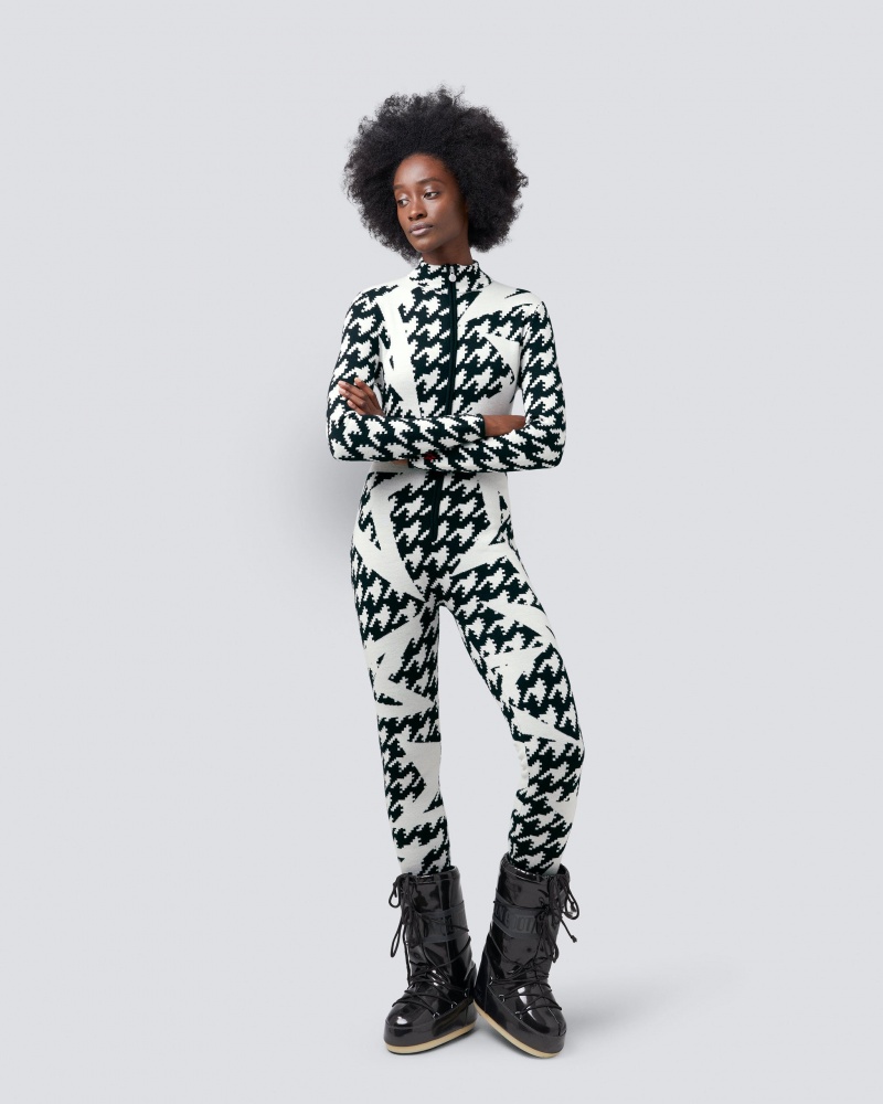 Perfect Moment Houndstooth Star Merino Laine Jumpsuit Noir Blanche | 439056UYS